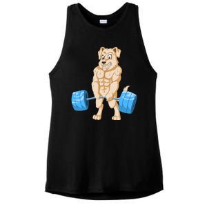 Golden Retriver Weightlifting Ladies PosiCharge Tri-Blend Wicking Tank