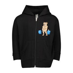 Golden Retriver Weightlifting Toddler Zip Fleece Hoodie