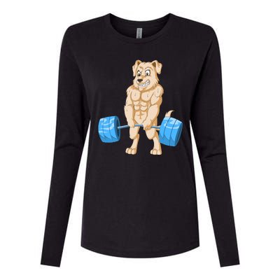 Golden Retriver Weightlifting Womens Cotton Relaxed Long Sleeve T-Shirt