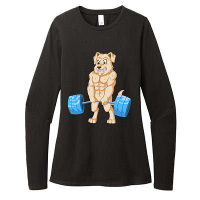 Golden Retriver Weightlifting Womens CVC Long Sleeve Shirt