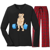 Golden Retriver Weightlifting Women's Long Sleeve Flannel Pajama Set 