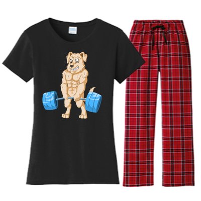 Golden Retriver Weightlifting Women's Flannel Pajama Set