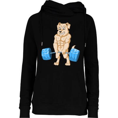 Golden Retriver Weightlifting Womens Funnel Neck Pullover Hood