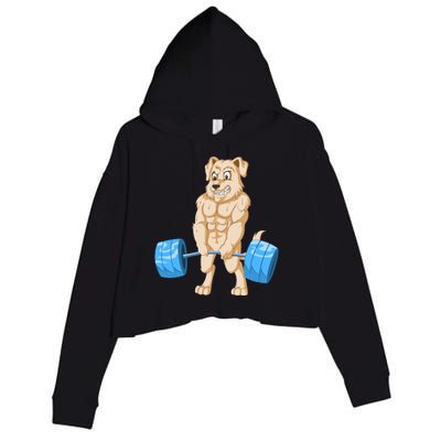 Golden Retriver Weightlifting Crop Fleece Hoodie