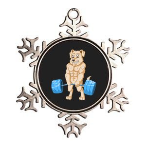 Golden Retriver Weightlifting Metallic Star Ornament