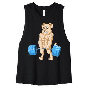 Golden Retriver Weightlifting Women's Racerback Cropped Tank