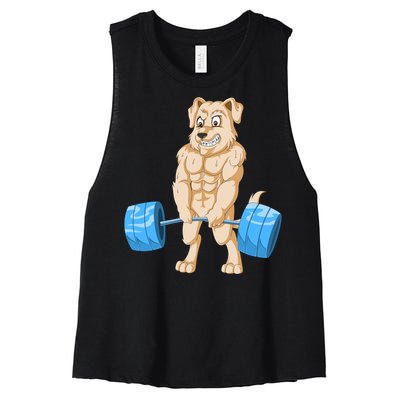 Golden Retriver Weightlifting Women's Racerback Cropped Tank