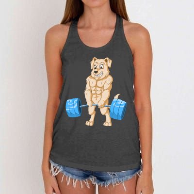 Golden Retriver Weightlifting Women's Knotted Racerback Tank