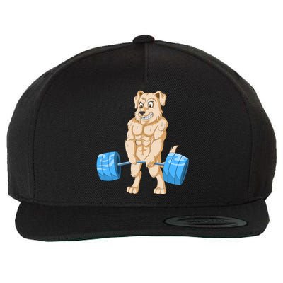 Golden Retriver Weightlifting Wool Snapback Cap