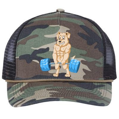 Golden Retriver Weightlifting Retro Rope Trucker Hat Cap