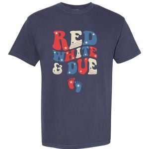 Groovy Red White And Due Baby Reveal 4th of July Matching Garment-Dyed Heavyweight T-Shirt