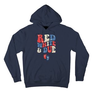 Groovy Red White And Due Baby Reveal 4th of July Matching Hoodie