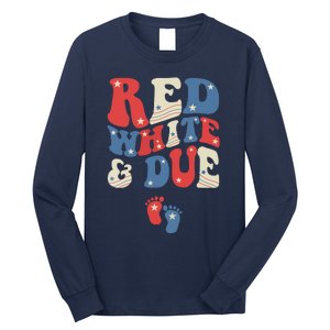 Groovy Red White And Due Baby Reveal 4th of July Matching Long Sleeve Shirt