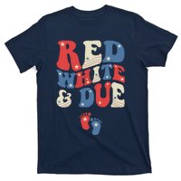 Groovy Red White And Due Baby Reveal 4th of July Matching T-Shirt