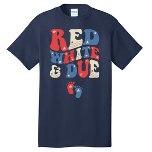 Groovy Red White And Due Baby Reveal 4th of July Matching Tall T-Shirt