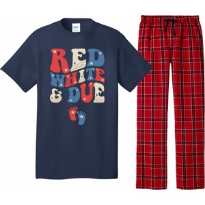 Groovy Red White And Due Baby Reveal 4th of July Matching Pajama Set