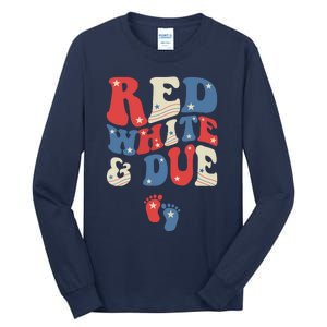 Groovy Red White And Due Baby Reveal 4th of July Matching Tall Long Sleeve T-Shirt