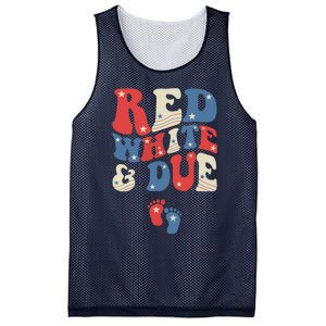 Groovy Red White And Due Baby Reveal 4th of July Matching Mesh Reversible Basketball Jersey Tank