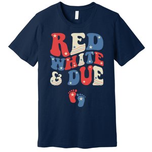 Groovy Red White And Due Baby Reveal 4th of July Matching Premium T-Shirt