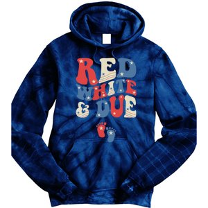 Groovy Red White And Due Baby Reveal 4th of July Matching Tie Dye Hoodie