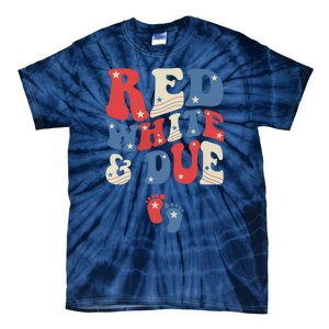 Groovy Red White And Due Baby Reveal 4th of July Matching Tie-Dye T-Shirt