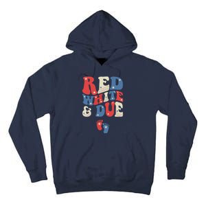 Groovy Red White And Due Baby Reveal 4th of July Matching Tall Hoodie