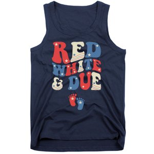 Groovy Red White And Due Baby Reveal 4th of July Matching Tank Top