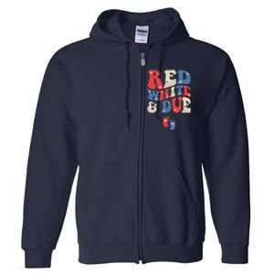 Groovy Red White And Due Baby Reveal 4th of July Matching Full Zip Hoodie