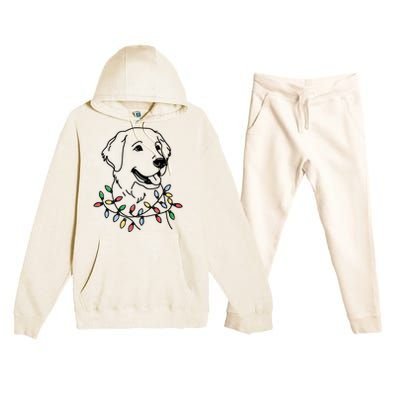 Golden Retriever With Christmas Lights Premium Hooded Sweatsuit Set