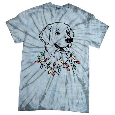 Golden Retriever With Christmas Lights Tie-Dye T-Shirt