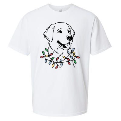 Golden Retriever With Christmas Lights Sueded Cloud Jersey T-Shirt