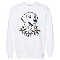 Golden Retriever With Christmas Lights Garment-Dyed Sweatshirt