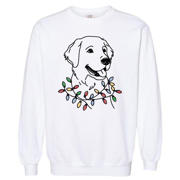 Golden Retriever With Christmas Lights Garment-Dyed Sweatshirt