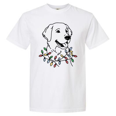 Golden Retriever With Christmas Lights Garment-Dyed Heavyweight T-Shirt