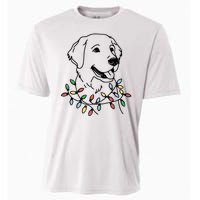 Golden Retriever With Christmas Lights Cooling Performance Crew T-Shirt