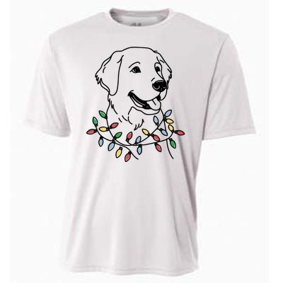 Golden Retriever With Christmas Lights Cooling Performance Crew T-Shirt