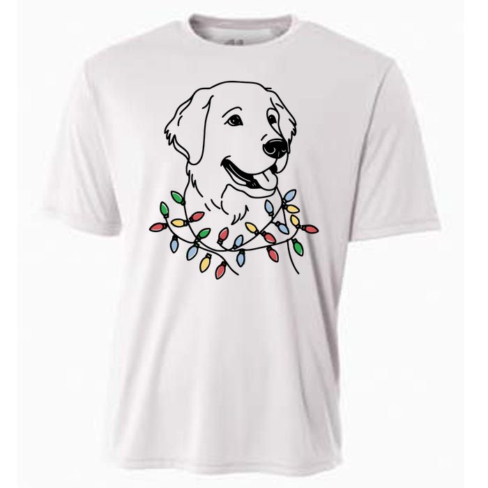 Golden Retriever With Christmas Lights Cooling Performance Crew T-Shirt