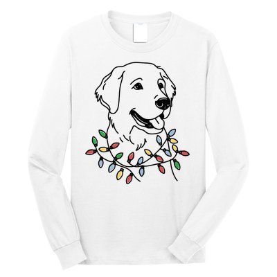 Golden Retriever With Christmas Lights Long Sleeve Shirt