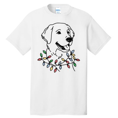 Golden Retriever With Christmas Lights Tall T-Shirt