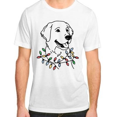 Golden Retriever With Christmas Lights Adult ChromaSoft Performance T-Shirt