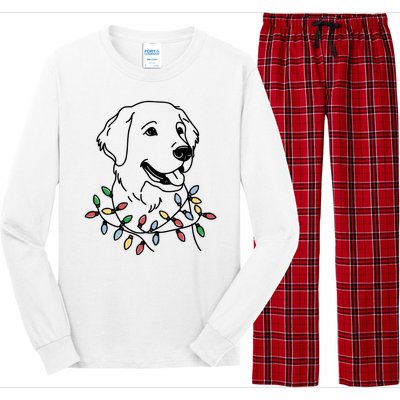 Golden Retriever With Christmas Lights Long Sleeve Pajama Set