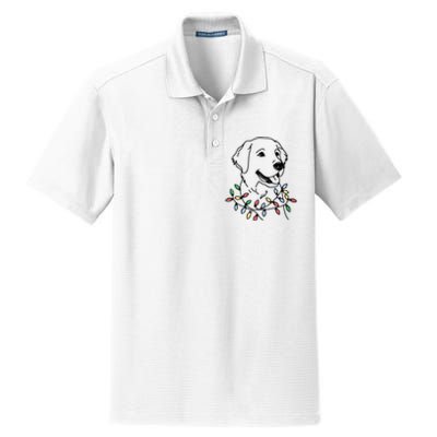 Golden Retriever With Christmas Lights Dry Zone Grid Polo