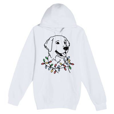 Golden Retriever With Christmas Lights Premium Pullover Hoodie