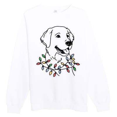 Golden Retriever With Christmas Lights Premium Crewneck Sweatshirt