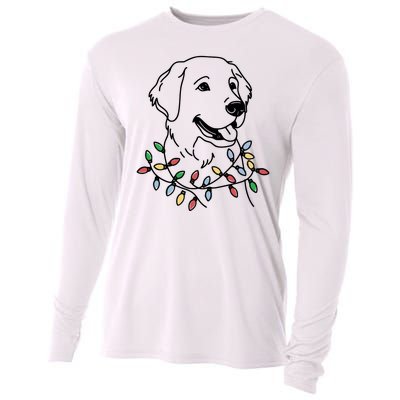 Golden Retriever With Christmas Lights Cooling Performance Long Sleeve Crew