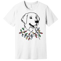 Golden Retriever With Christmas Lights Premium T-Shirt