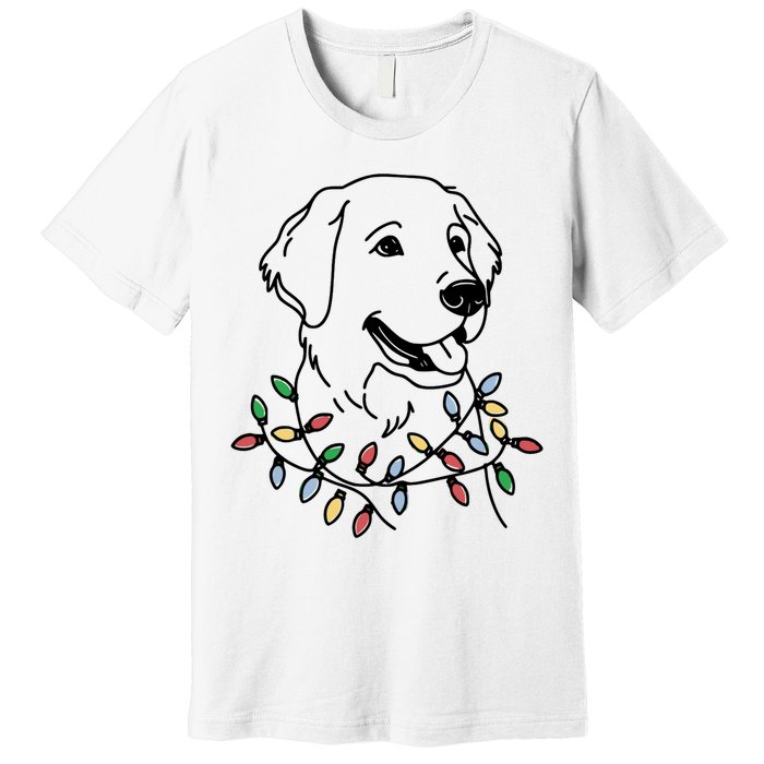 Golden Retriever With Christmas Lights Premium T-Shirt