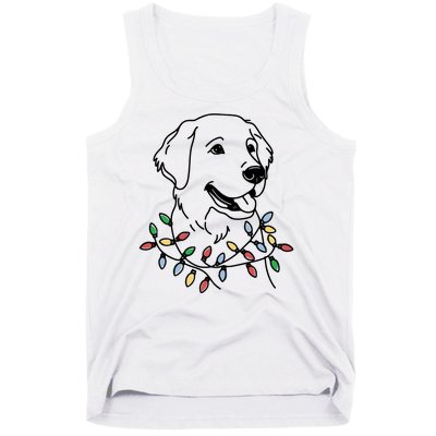 Golden Retriever With Christmas Lights Tank Top