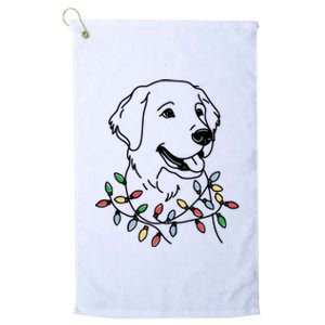 Golden Retriever With Christmas Lights Platinum Collection Golf Towel