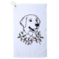 Golden Retriever With Christmas Lights Platinum Collection Golf Towel